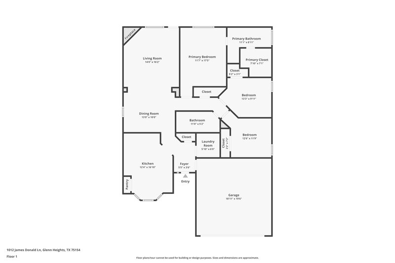 1,915/Mo, 1012 James Donald Ln Glenn Heights, TX 75154 Floor Plan View