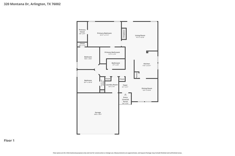2,195/Mo, 320 Montana Dr Arlington, TX 76002 Floor Plan View