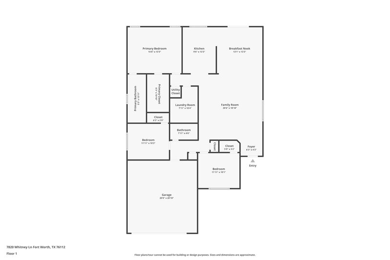 1,950/Mo, 7820 Whitney Ln Fort Worth, TX 76112 Floor Plan View