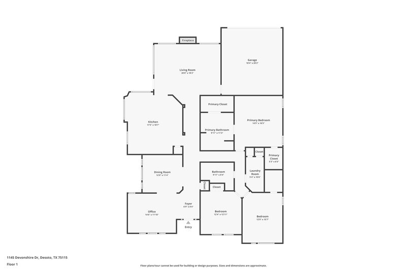 2,415/Mo, 1145 Devonshire Dr Desoto, TX 75115 Floor Plan View