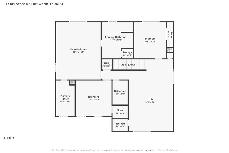 2,180/Mo, 317 Blairwood Dr Fort Worth, TX 76134 Floor Plan View 2