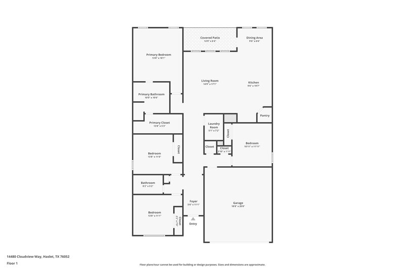 2,095/Mo, 14480 Cloudview Way Haslet, TX 76052 Floor Plan View