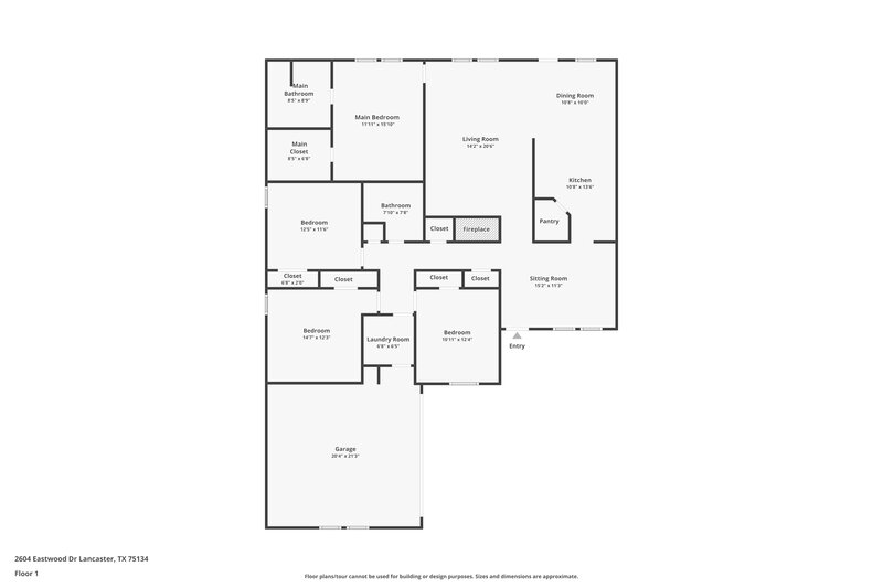 2,595/Mo, 2604 Eastwood Dr Lancaster, TX 75134 Floor Plan View