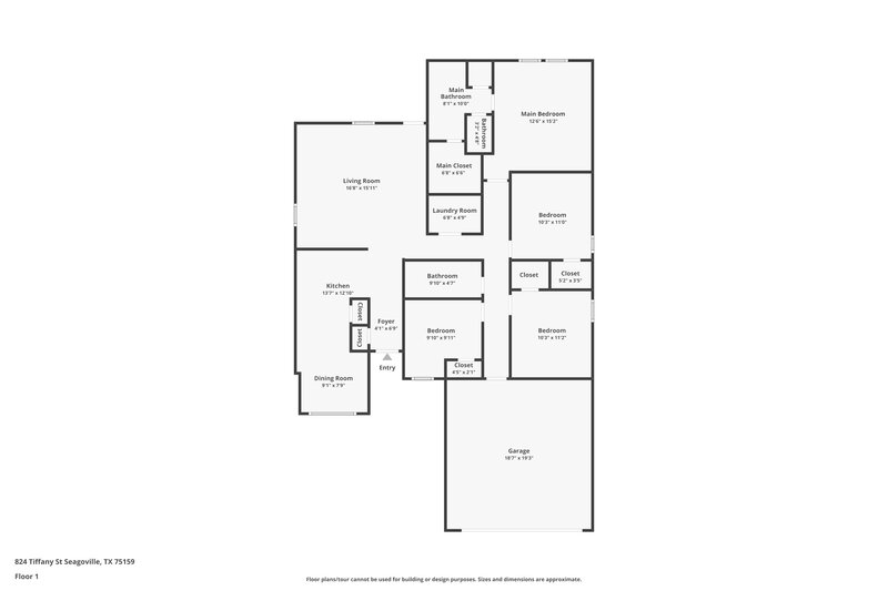 2,120/Mo, 824 Tiffany St Seagoville, TX 75159 Floor Plan View