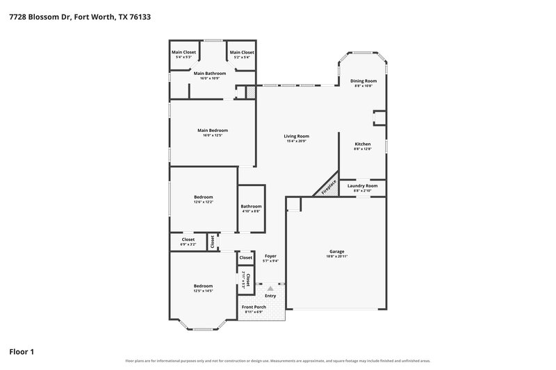 2,175/Mo, 7728 Blossom Dr Fort Worth, TX 76133 Floor Plan View