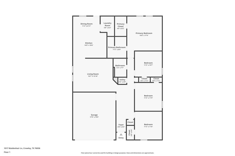 1,915/Mo, 1017 Maidenhair Ln Crowley, TX 76036 Floor Plan View