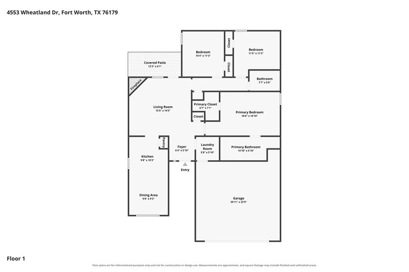 1,870/Mo, 4553 Wheatland Dr Fort Worth, TX 76179 Floor Plan View