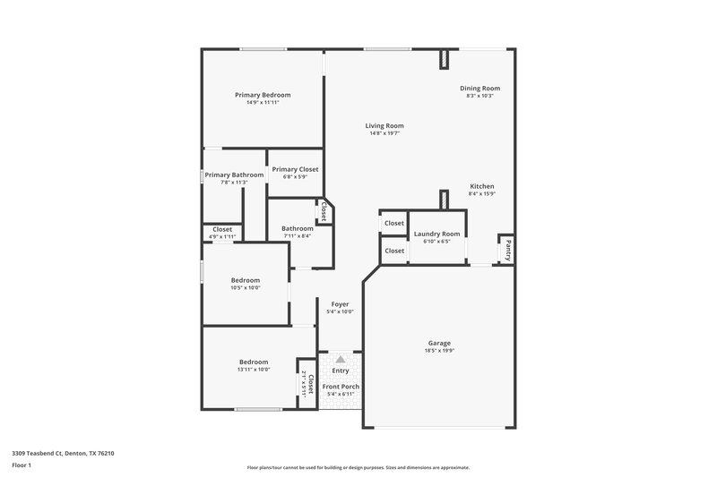 1,700/Mo, 3309 Teasbend Ct Denton, TX 76210 Floor Plan View