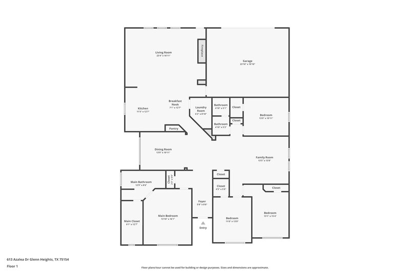 2,880/Mo, 613 Azalea Dr Glenn Heights, TX 75154 Floor Plan View