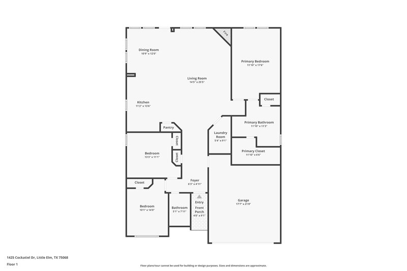 2,015/Mo, 1425 Cockatiel Dr Little Elm, TX 75068 Floor Plan View