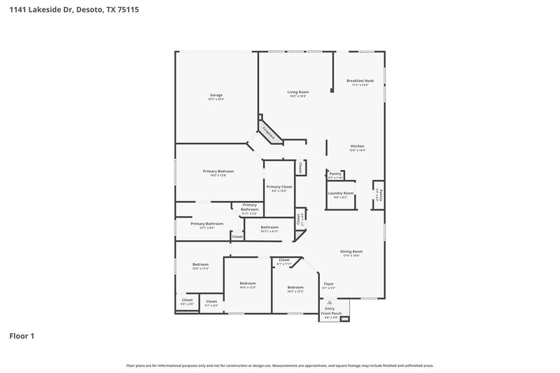 2,575/Mo, 1141 Lakeside Dr Desoto, TX 75115 Floor Plan View