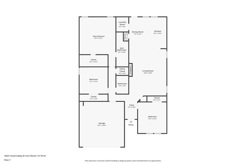 2,025/Mo, 10321 Fossil Valley Dr Fort Worth, TX 76131 Floorplan View