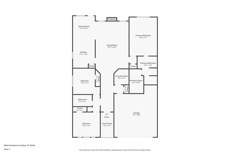 2,365/Mo, 5924 Firethorn Dr Dallas, TX 75249 Floor Plan View