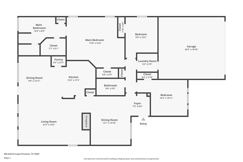 1,890/Mo, 506 Oxford Loop Princeton, TX 75407 Floor Plan View