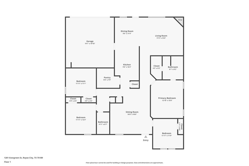 1,670/Mo, 1201 Evergreen St Royse City, TX 75189 Floorplan View