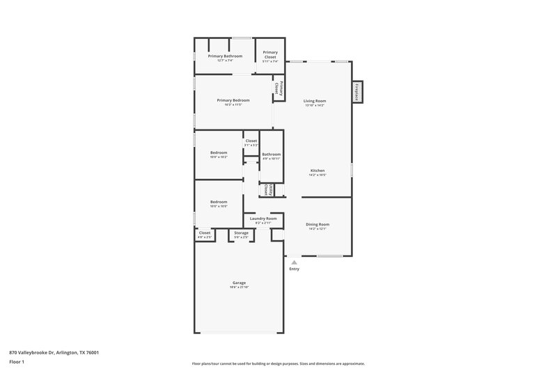 2,095/Mo, 870 Valleybrooke Dr Arlington, TX 76001 Floor Plan View