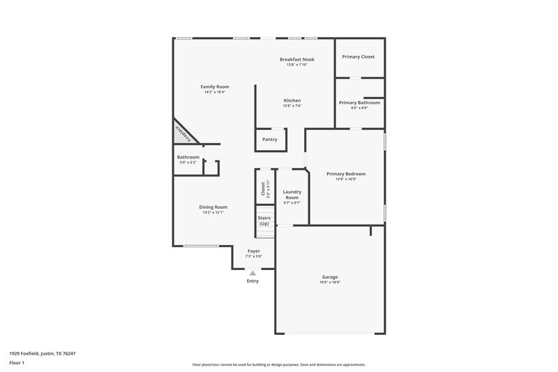 2,165/Mo, 1929 Foxfield Justin, TX 76247 Floor Plan View