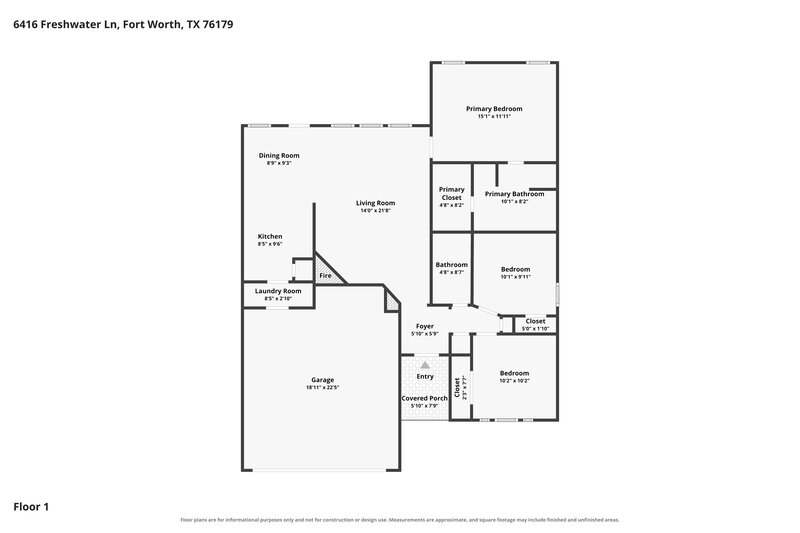 1,950/Mo, 6416 Freshwater Ln Fort Worth, TX 76179 Floor Plan View