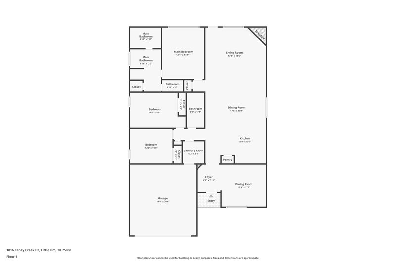 2,250/Mo, 1816 Caney Creek Dr Little Elm, TX 75068 Floor Plan View
