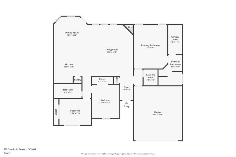 1,885/Mo, 909 Crowder Dr Crowley, TX 76036 Floor Plan View