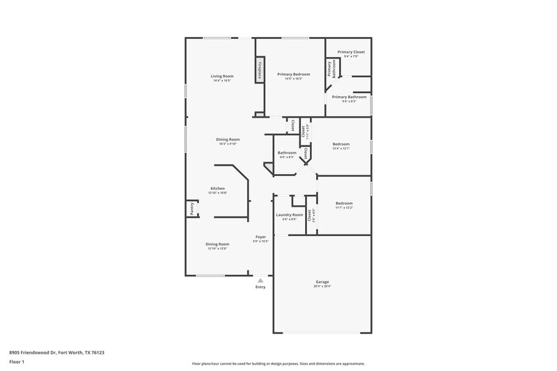 2,250/Mo, 8905 Friendswood Dr Fort Worth, TX 76123 Floor Plan View