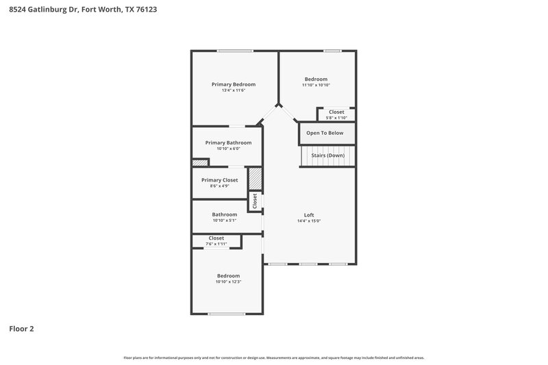 2,055/Mo, 8524 Gatlinburg Dr Fort Worth, TX 76123 Floor Plan View 2