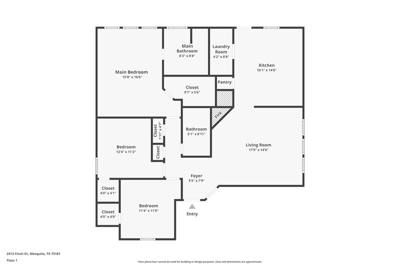 2,040/Mo, 2413 Finch Dr Mesquite, TX 75181 Floor Plan View
