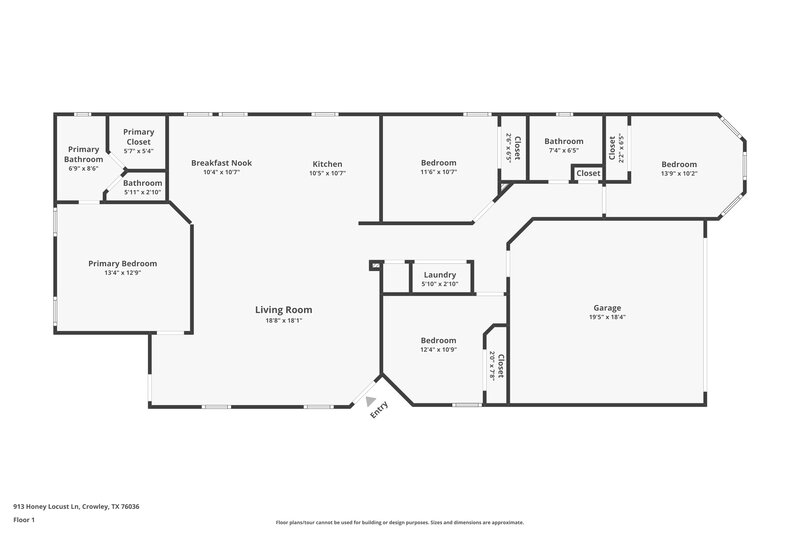1,810/Mo, 913 Honey Locust Ln Crowley, TX 76036 Floor Plan View