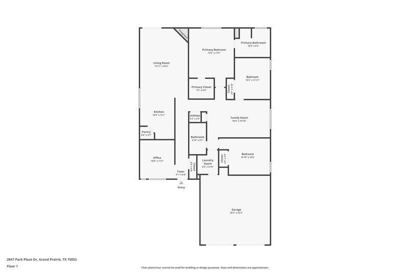 2,270/Mo, 2847 Park Place Dr Grand Prairie, TX 75052 Floor Plan View