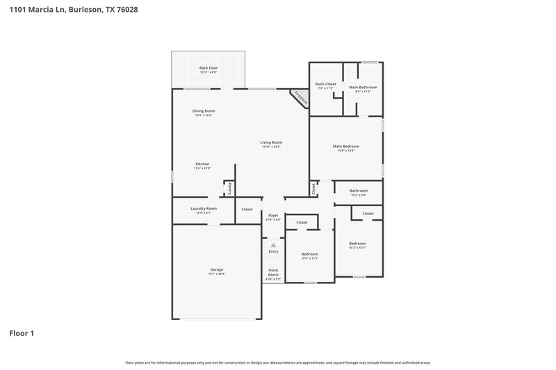 2,100/Mo, 1101 Marcia Ln Burleson, TX 76028 Floor Plan View