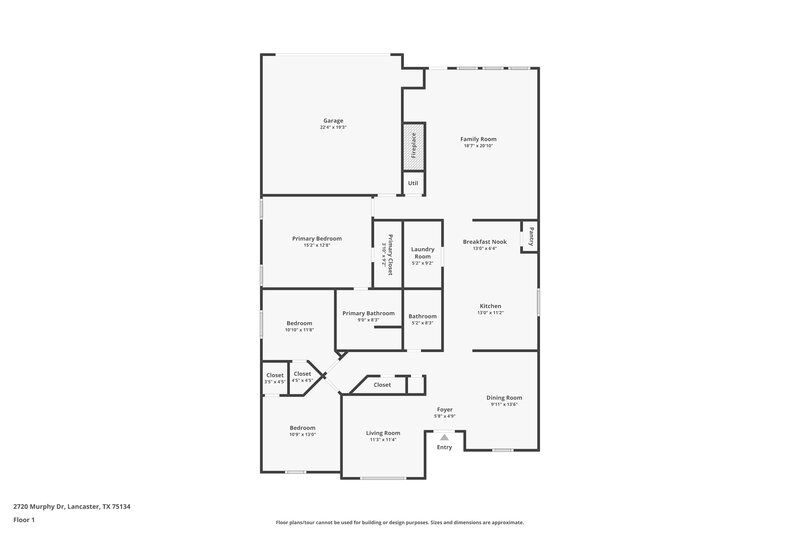 2,040/Mo, 2720 Murphy Dr Lancaster, TX 75134 Floor Plan View