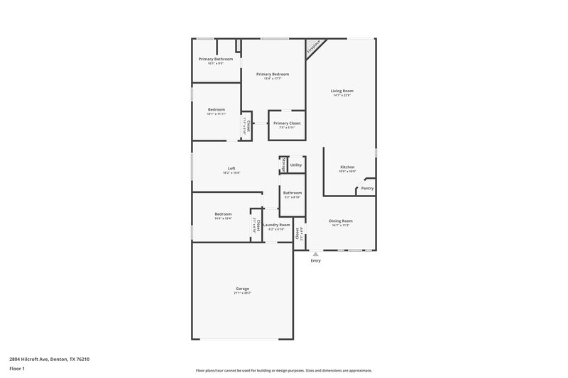 1,855/Mo, 2804 Hilcroft Ave Denton, TX 76210 Floor Plan View