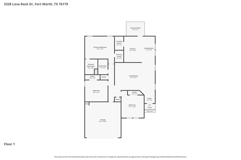 2,045/Mo, 5328 Lava Rock Dr Fort Worth, TX 76179 Floor Plan View