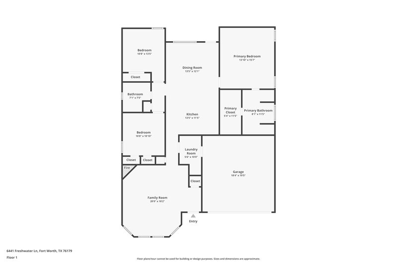 1,655/Mo, 6441 Freshwater Ln Fort Worth, TX 76179 Floor Plan View