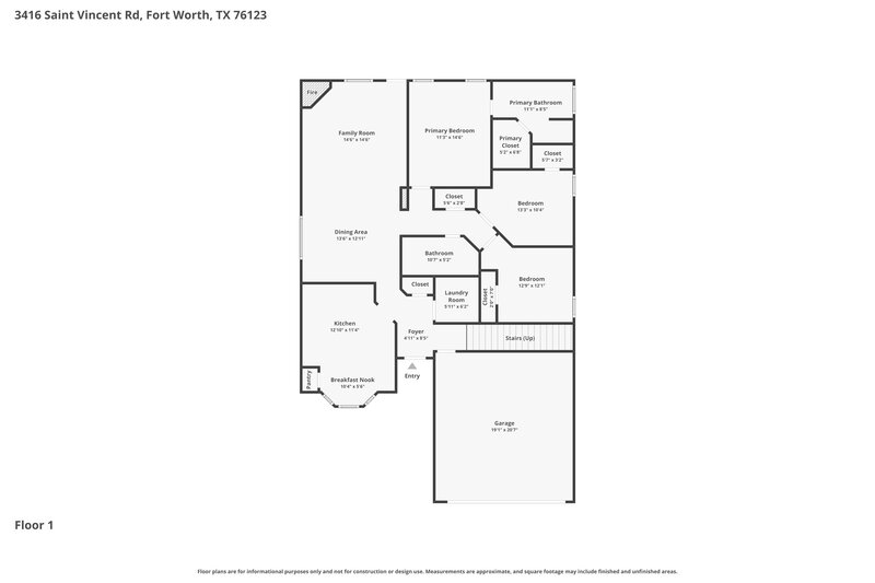 1,895/Mo, 3416 Saint Vincent Rd Fort Worth, TX 76123 Floor Plan View