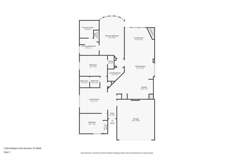 2,320/Mo, 11921 Bellegrove Rd Burleson, TX 76028 Floor Plan View