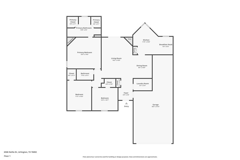 2,365/Mo, 6506 Nellie Dr Arlington, TX 76002 Floor Plan View