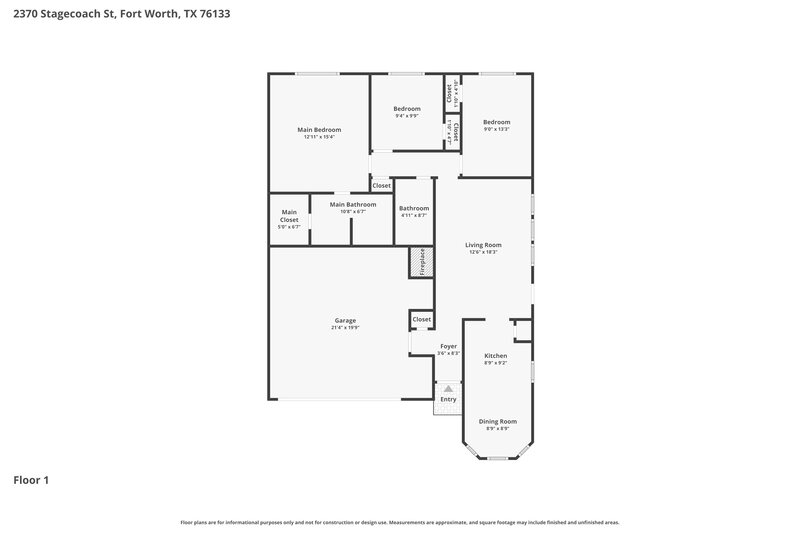 1,895/Mo, 2370 Stagecoach St Fort Worth, TX 76133 Floor Plan View