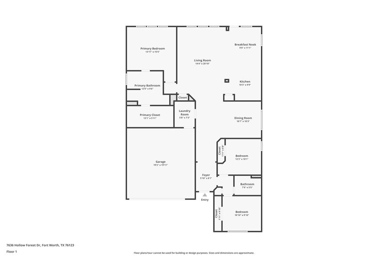 2,173/Mo, 7636 Hollow Forest Dr Fort Worth, TX 76123 Floor Plan View