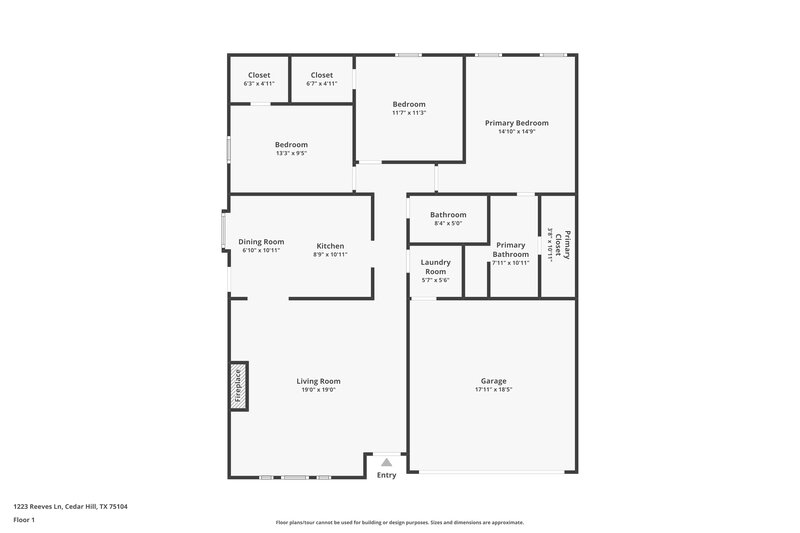 2,115/Mo, 1223 Reeves Ln Cedar Hill, TX 75104 Floor Plan View