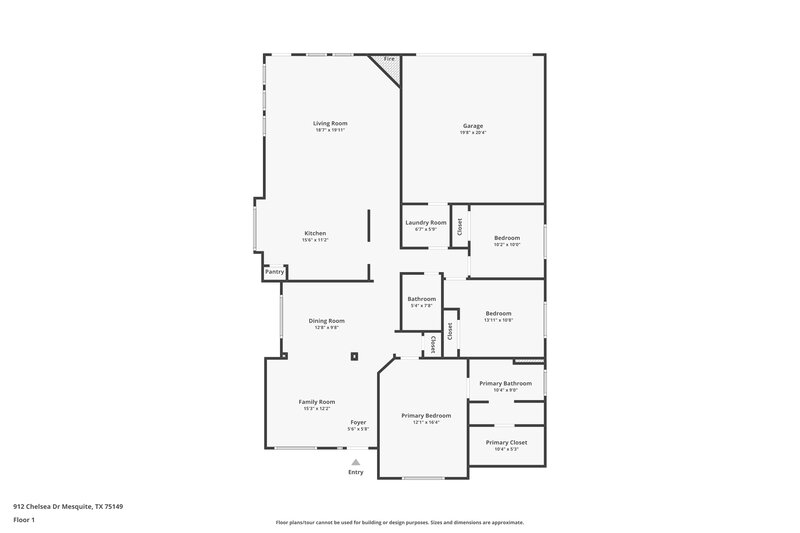 2,140/Mo, 912 Chelsea Dr Mesquite, TX 75149 Floorplan View
