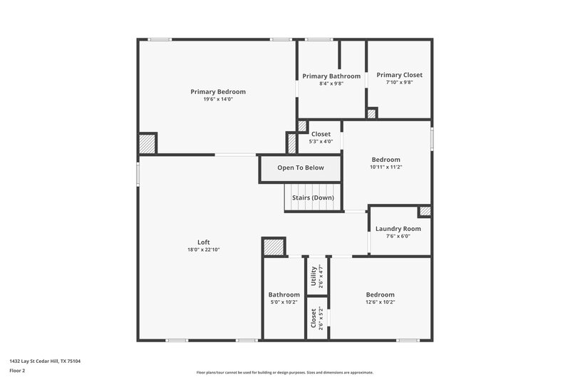 2,360/Mo, 1432 Lay St Cedar Hill, TX 75104 Floor Plan View 2