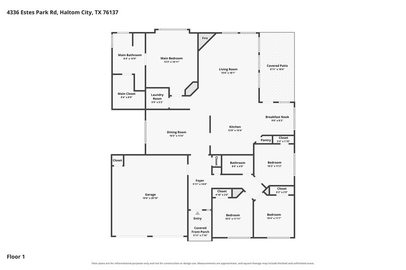 2,320/Mo, 4336 Estes Park Rd Haltom City, TX 76137 Floor Plan View