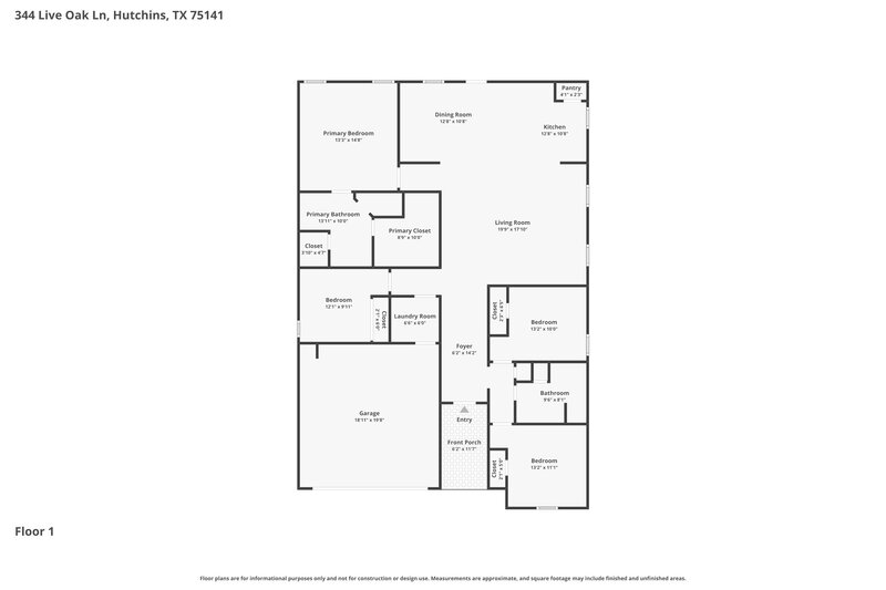 2,340/Mo, 344 Live Oak Ln Hutchins, TX 75141 Floorplan View