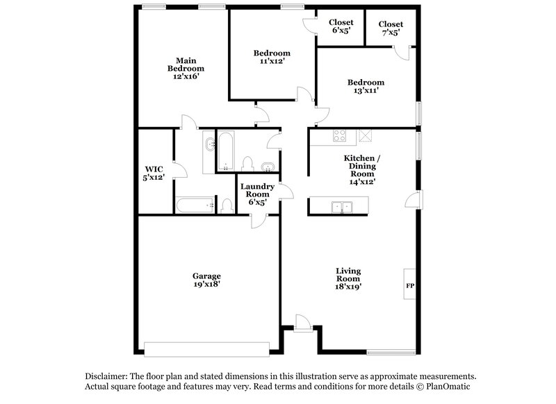 1,980/Mo, 1613 Dorchester St Fort Worth, TX 76134 Floorplan View