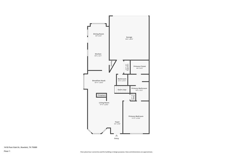 2,065/Mo, 1418 Post Oak Dr Rowlett, TX 75089 Floor Plan View