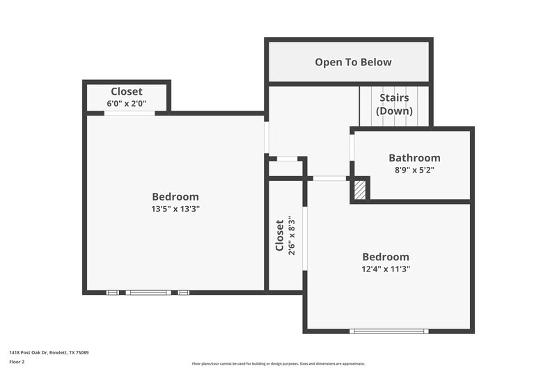 2,065/Mo, 1418 Post Oak Dr Rowlett, TX 75089 Floor Plan View 2