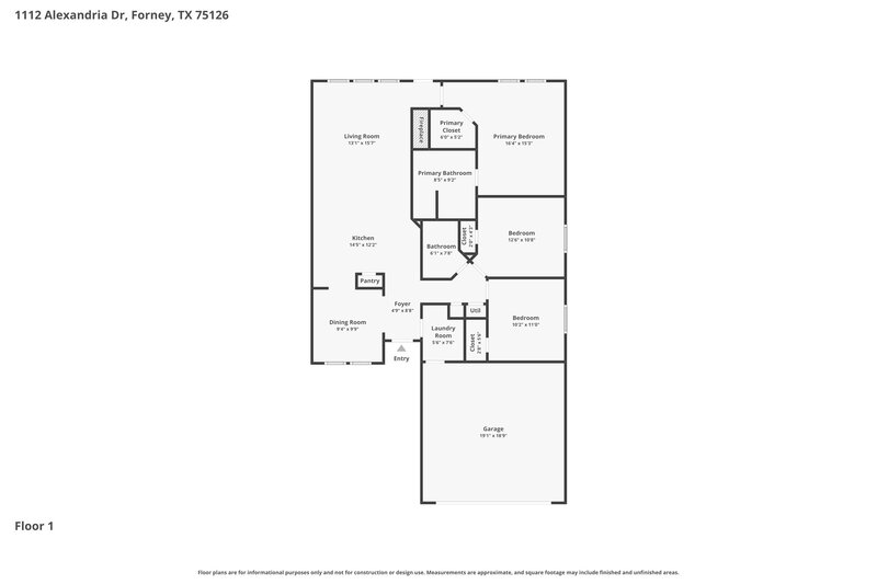 1,715/Mo, 1112 Alexandria Dr Forney, TX 75126 Floorplan View