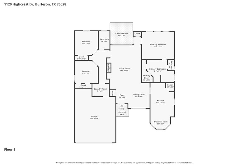 2,100/Mo, 1120 Highcrest Dr Burleson, TX 76028 Floor Plan View