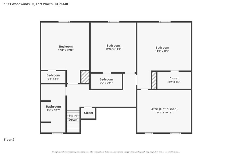 2,519/Mo, 1533 Woodwinds Dr Fort Worth, TX 76140 Floor Plan View 2